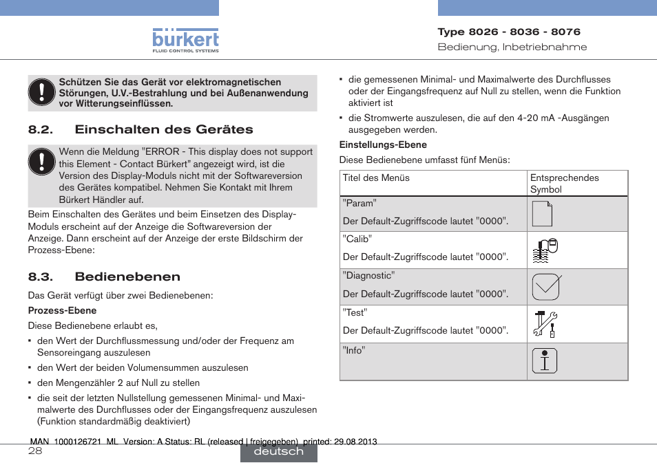 Burkert Type 8076 User Manual | Page 70 / 128