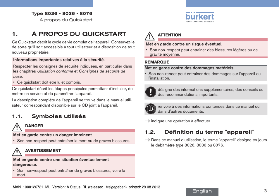 À propos du quickstart | Burkert Type 8076 User Manual | Page 87 / 128