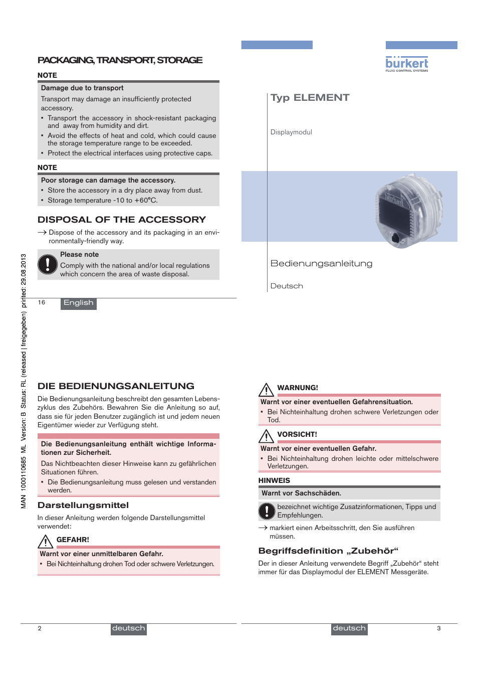 Typ element | Burkert Type 8222 User Manual | Page 5 / 13