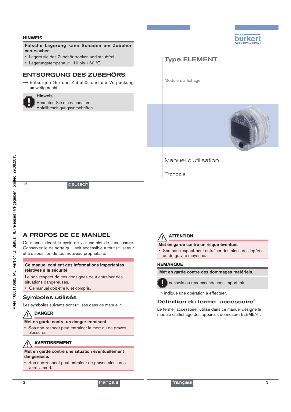 Type element | Burkert Type 8222 User Manual | Page 9 / 13