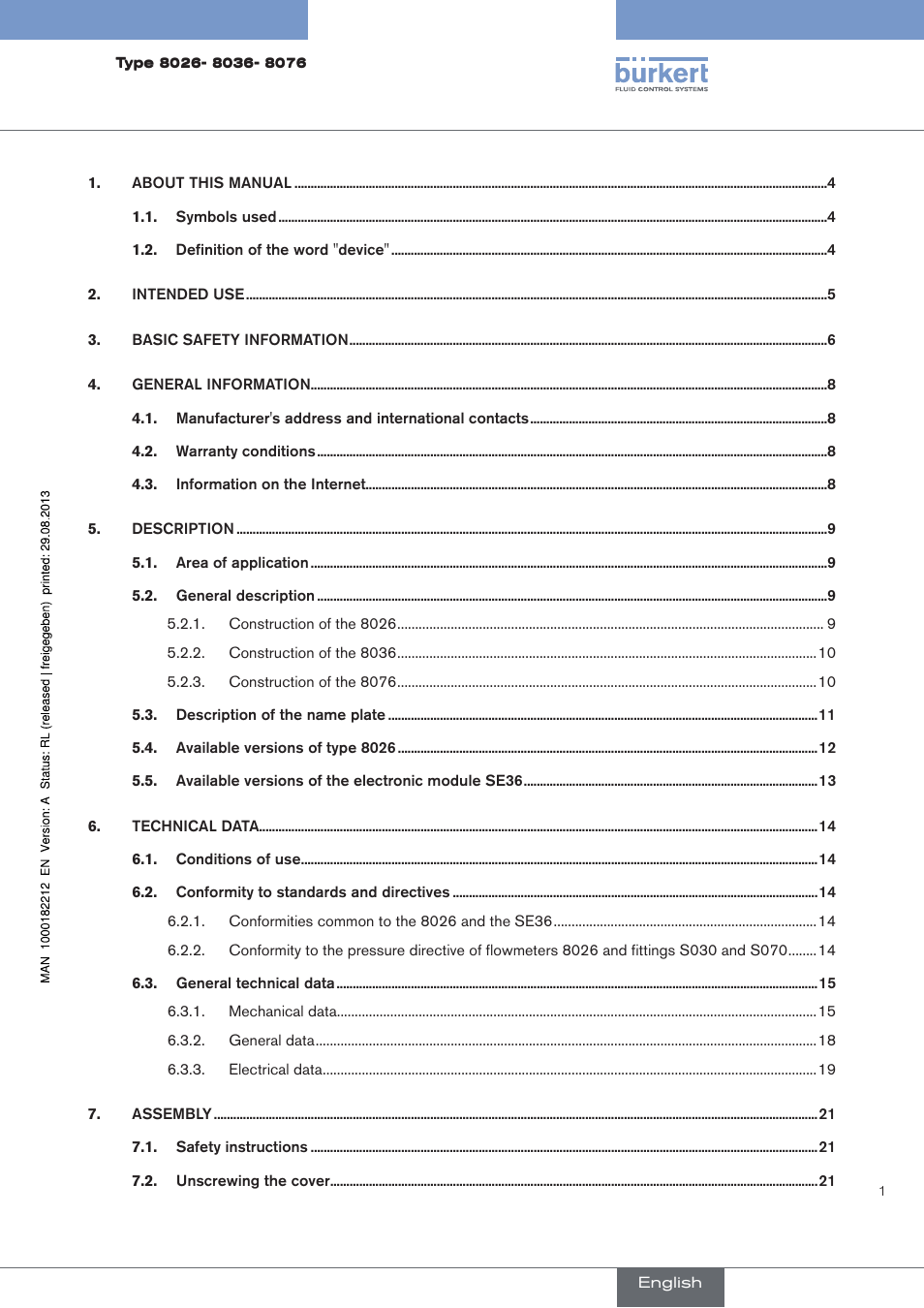 Burkert Type 8076 User Manual | Page 3 / 72