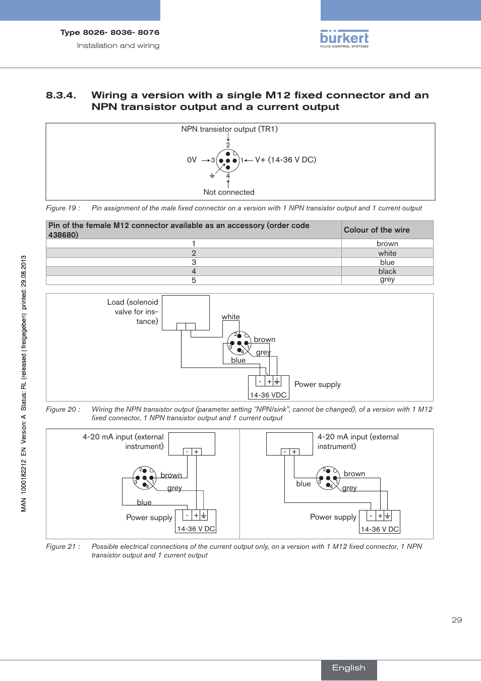 A current output | Burkert Type 8076 User Manual | Page 31 / 72