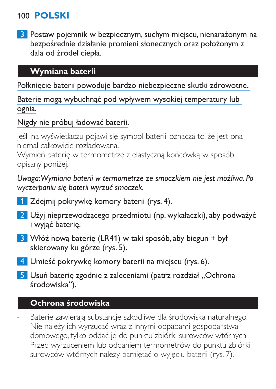 Wymiana baterii, Ochrona środowiska | Philips SCH540 User Manual | Page 100 / 144