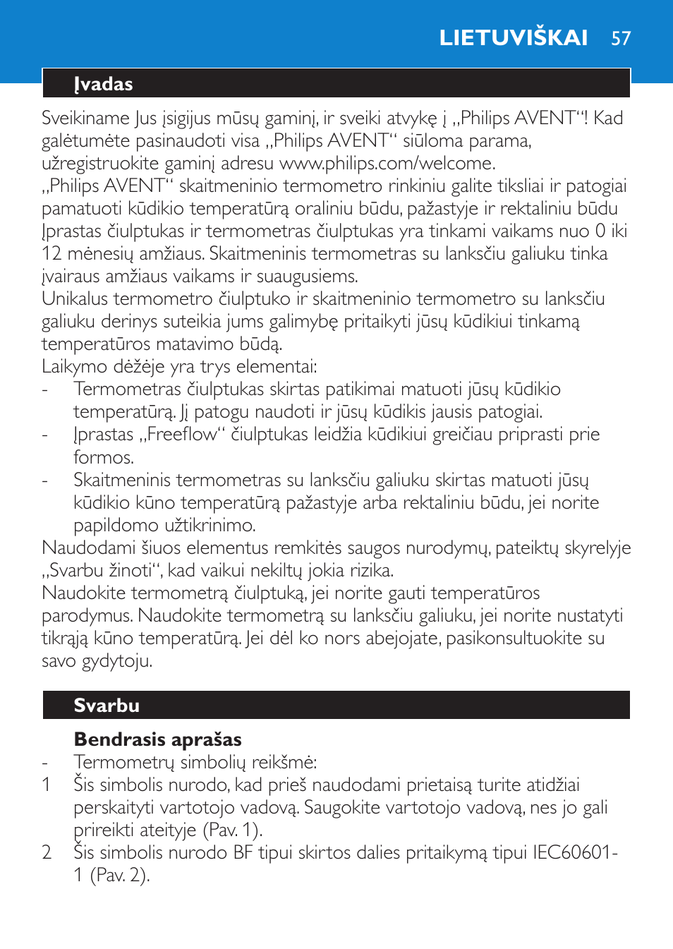 Bendrasis aprašas, Lietuviškai, Įvadas | Svarbu | Philips SCH540 User Manual | Page 57 / 144