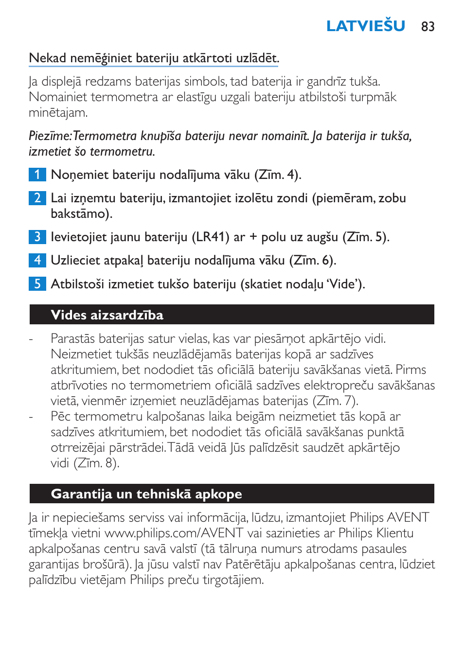 Vides aizsardzība, Garantija un tehniskā apkope | Philips SCH540 User Manual | Page 83 / 144