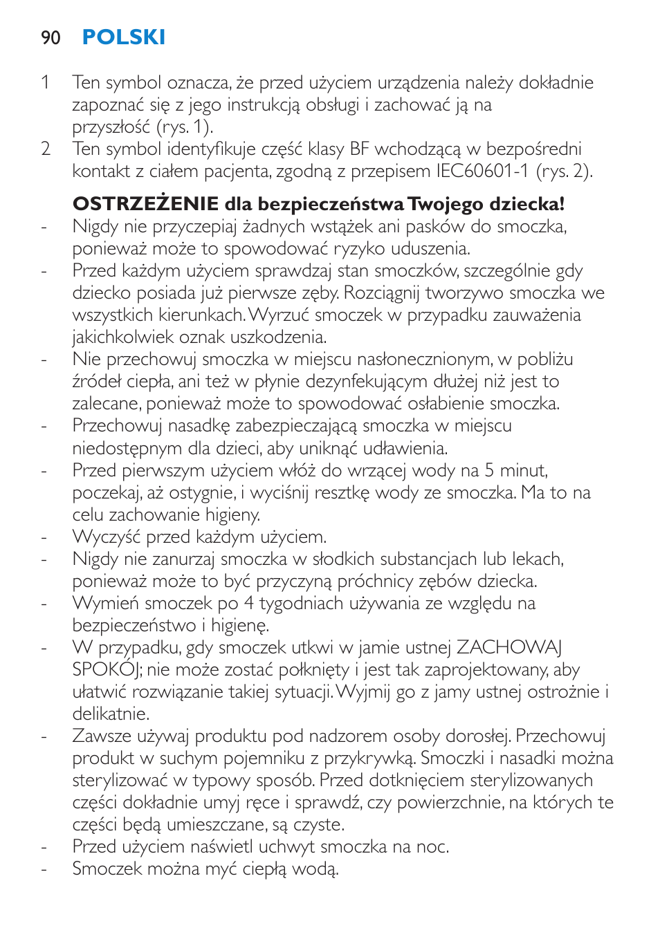 Ostrzeżenie dla bezpieczeństwa twojego dziecka | Philips SCH540 User Manual | Page 90 / 144