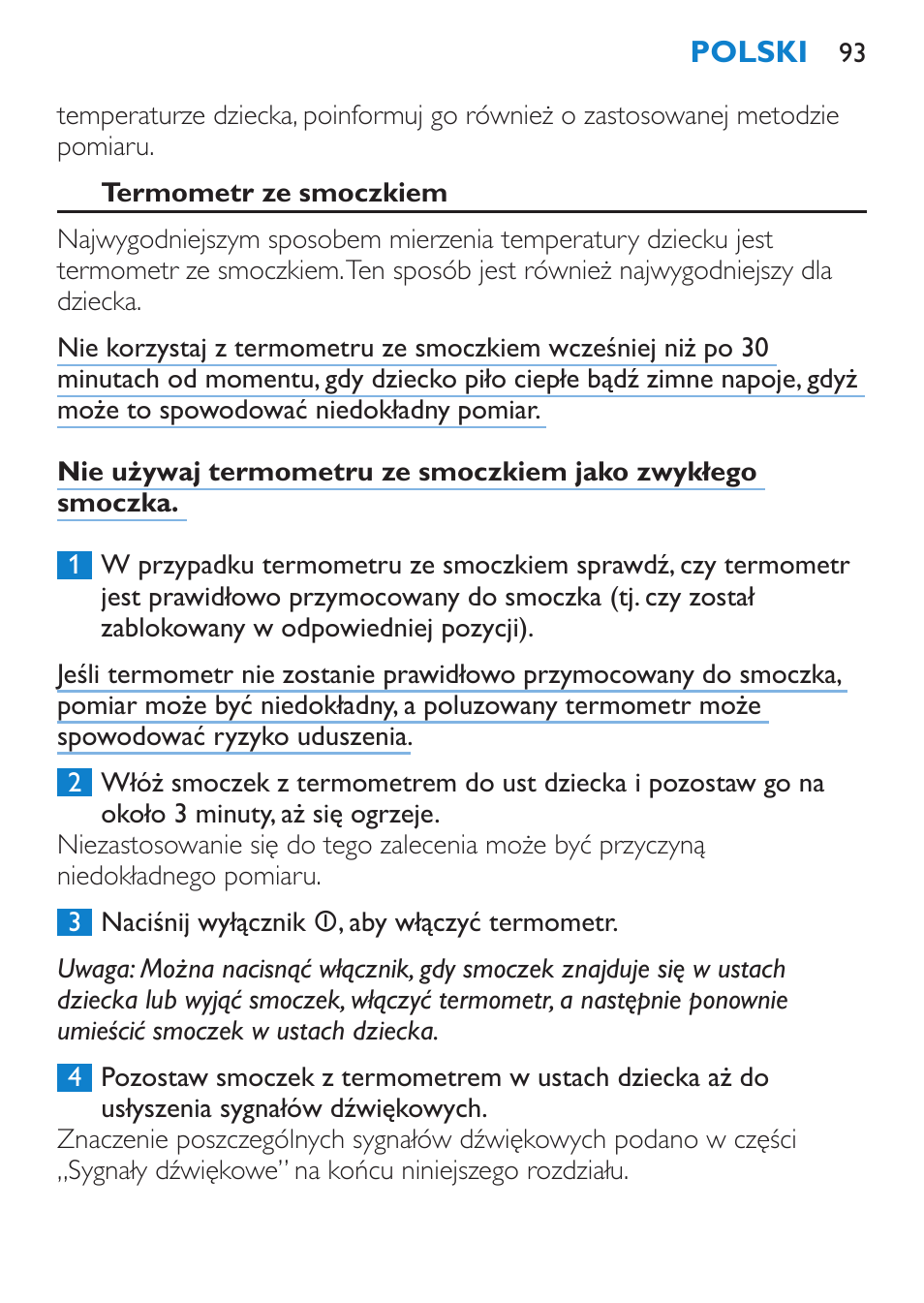 Termometr ze smoczkiem | Philips SCH540 User Manual | Page 93 / 144