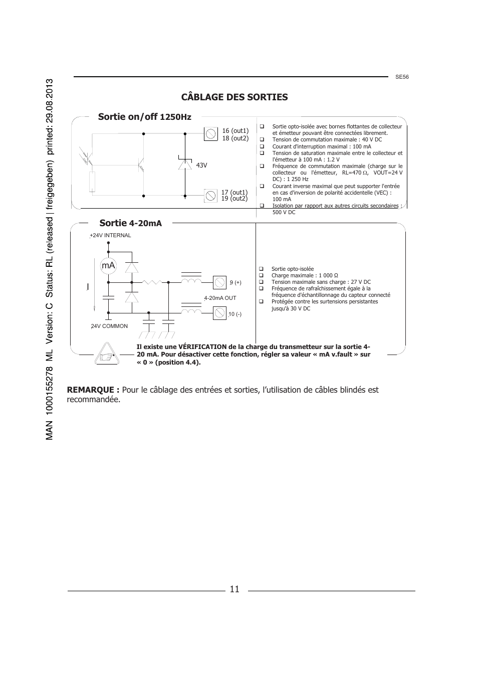 Sortie, Câblage des sorties, Sortie on/off | Burkert Type 8056 User Manual | Page 75 / 96