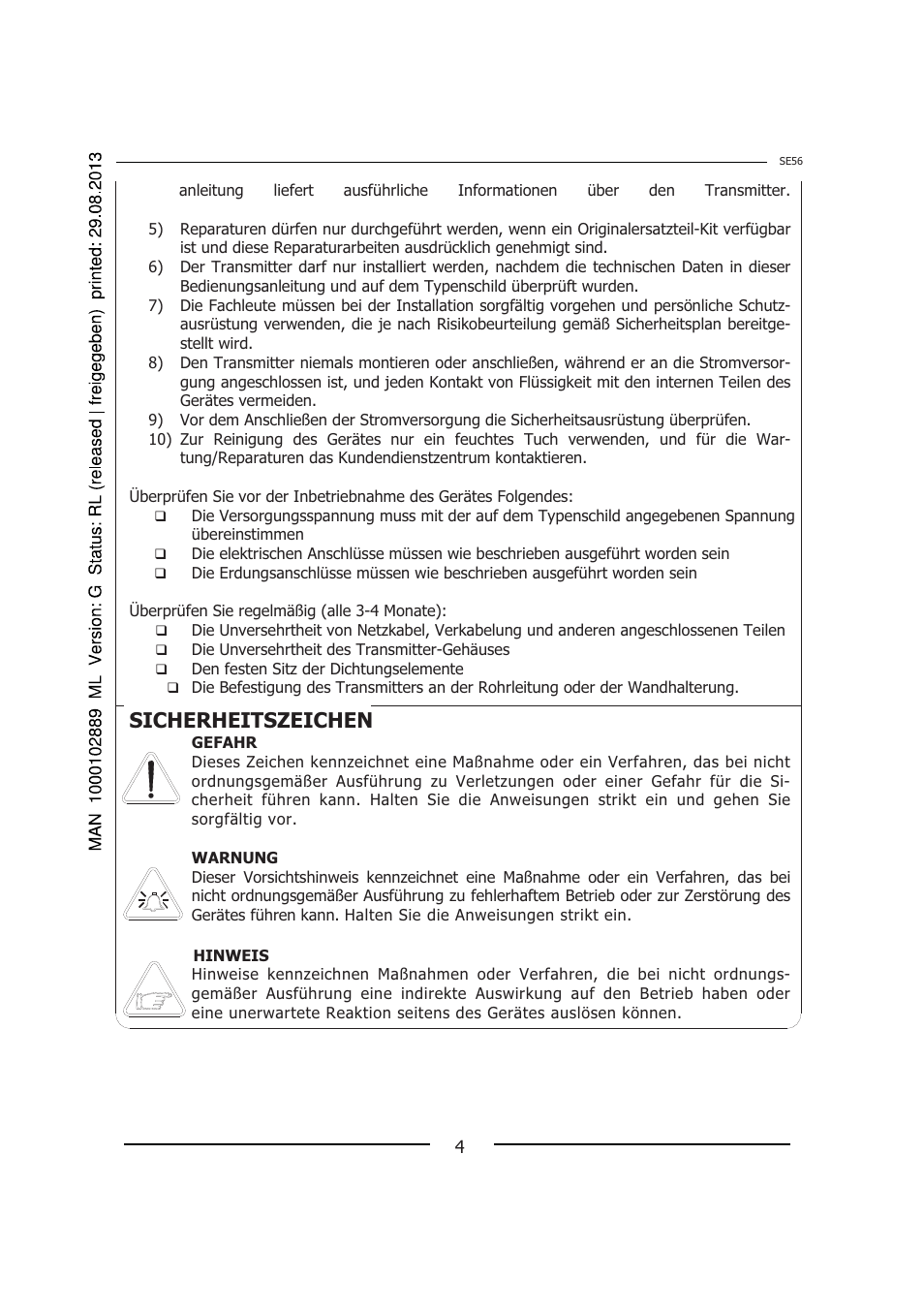 Sicherheitszeichen | Burkert Type 8056 User Manual | Page 40 / 108