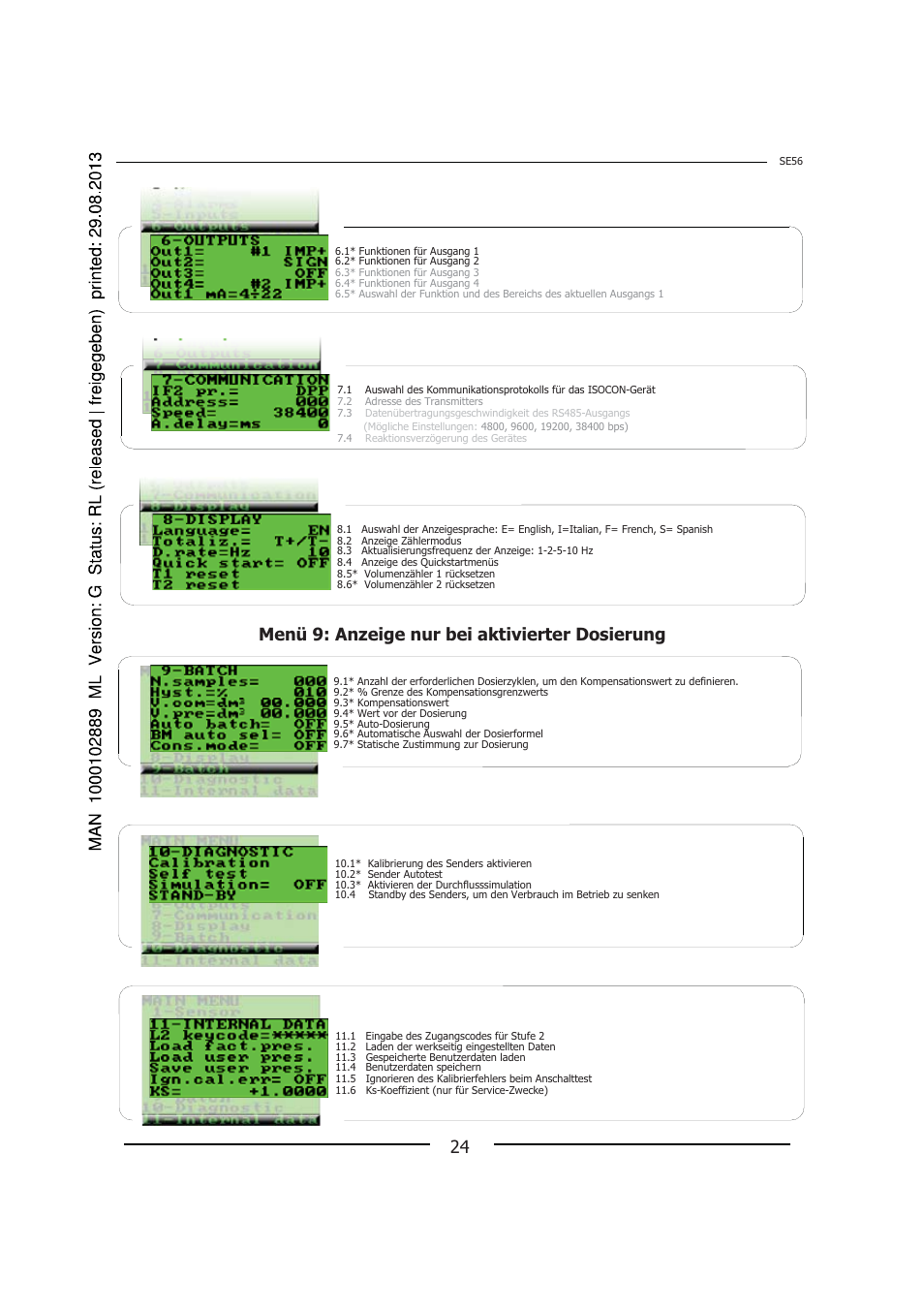 24 menü 9: anzeige nur bei aktivierter dosierung | Burkert Type 8056 User Manual | Page 60 / 108