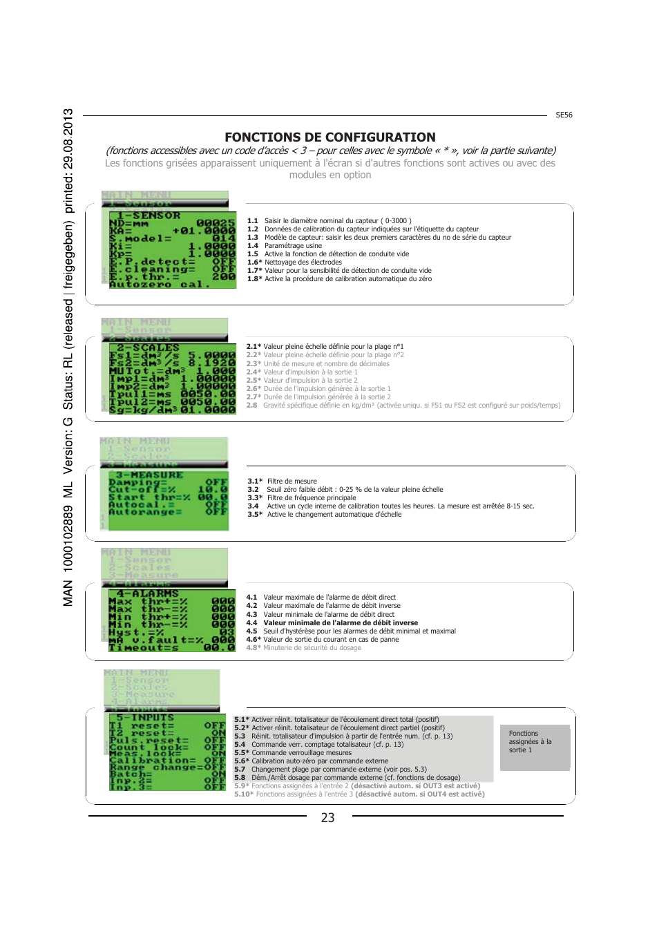 Fonctions de configuration | Burkert Type 8056 User Manual | Page 95 / 108