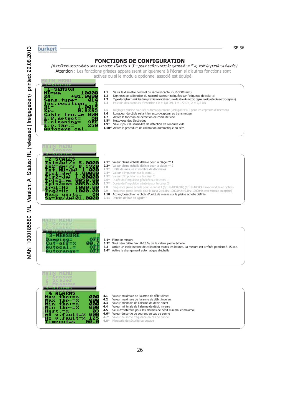 Fonctions de configuration | Burkert Type 8056 User Manual | Page 110 / 125