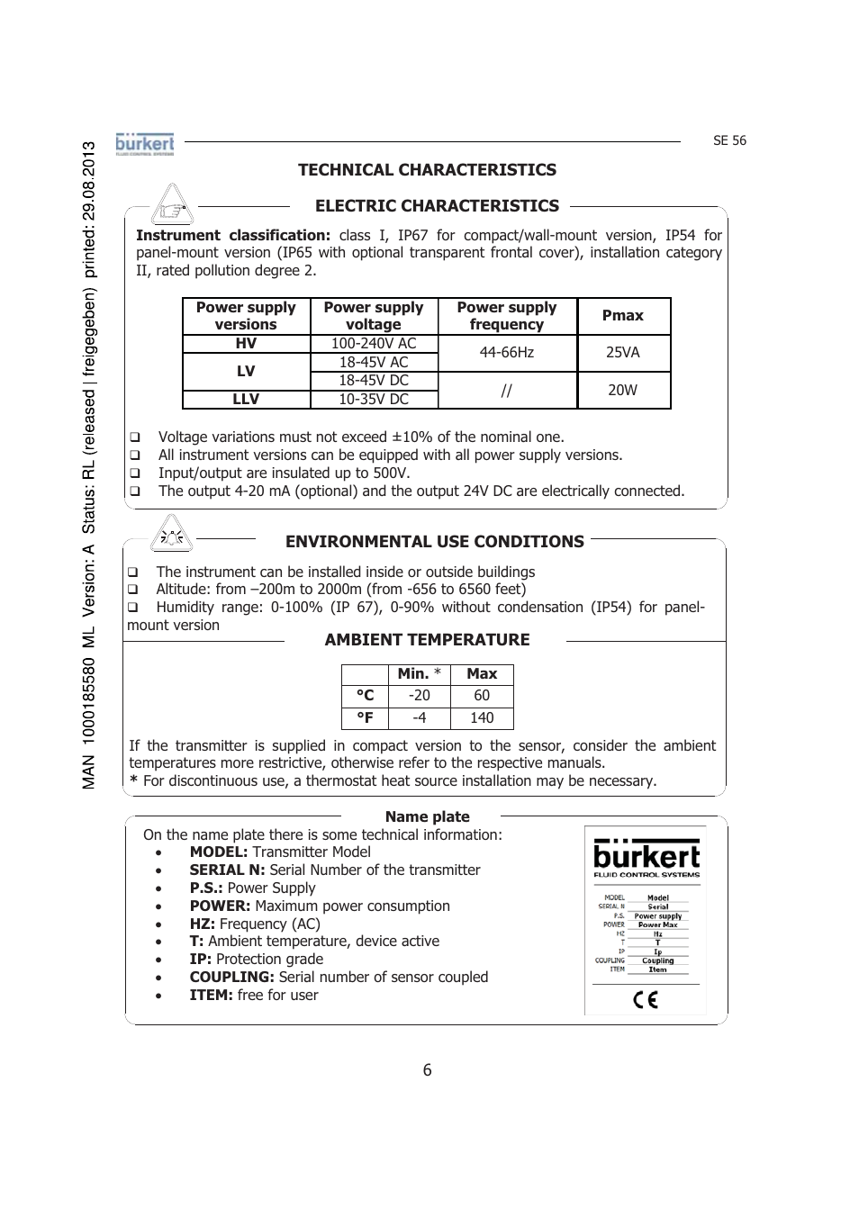 Burkert Type 8056 User Manual | Page 6 / 125