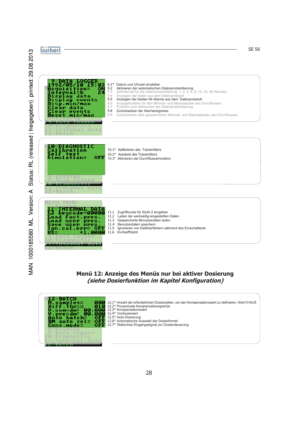 Siehe dosierfunktion im kapitel konfiguration) | Burkert Type 8056 User Manual | Page 70 / 125