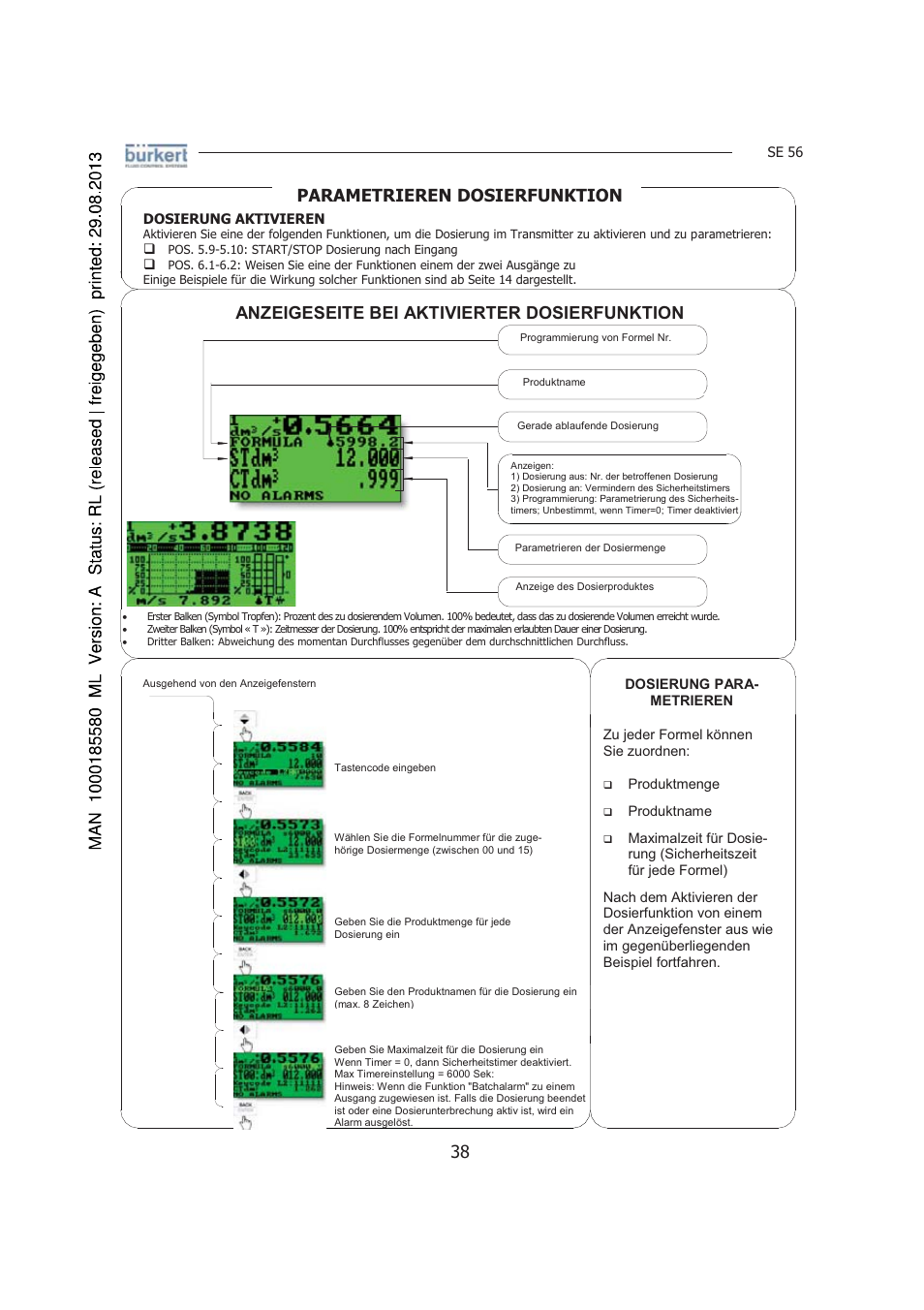 Parametrieren dosierfunktion | Burkert Type 8056 User Manual | Page 80 / 125