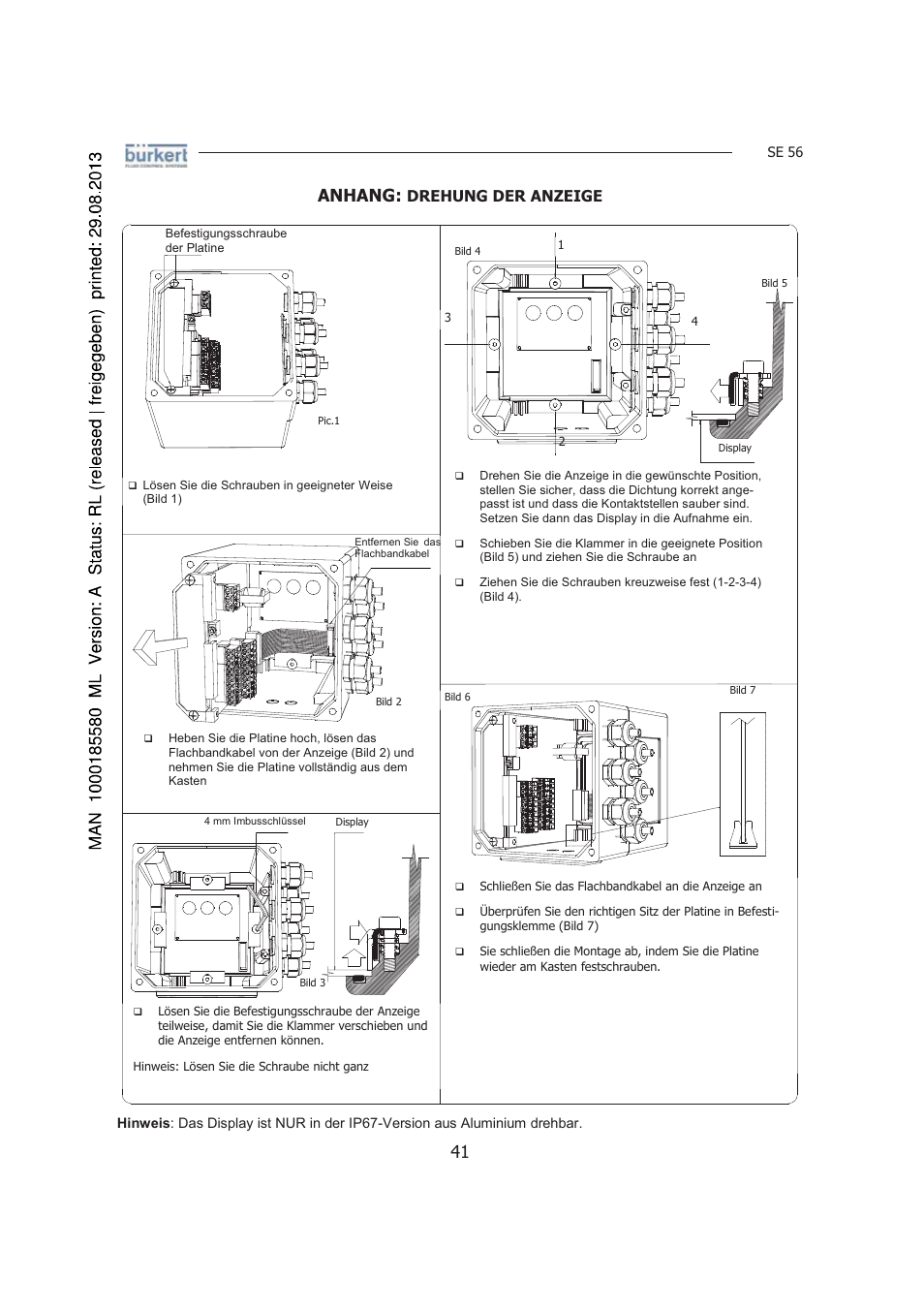 Anhang, Drehung der anzeige | Burkert Type 8056 User Manual | Page 83 / 125