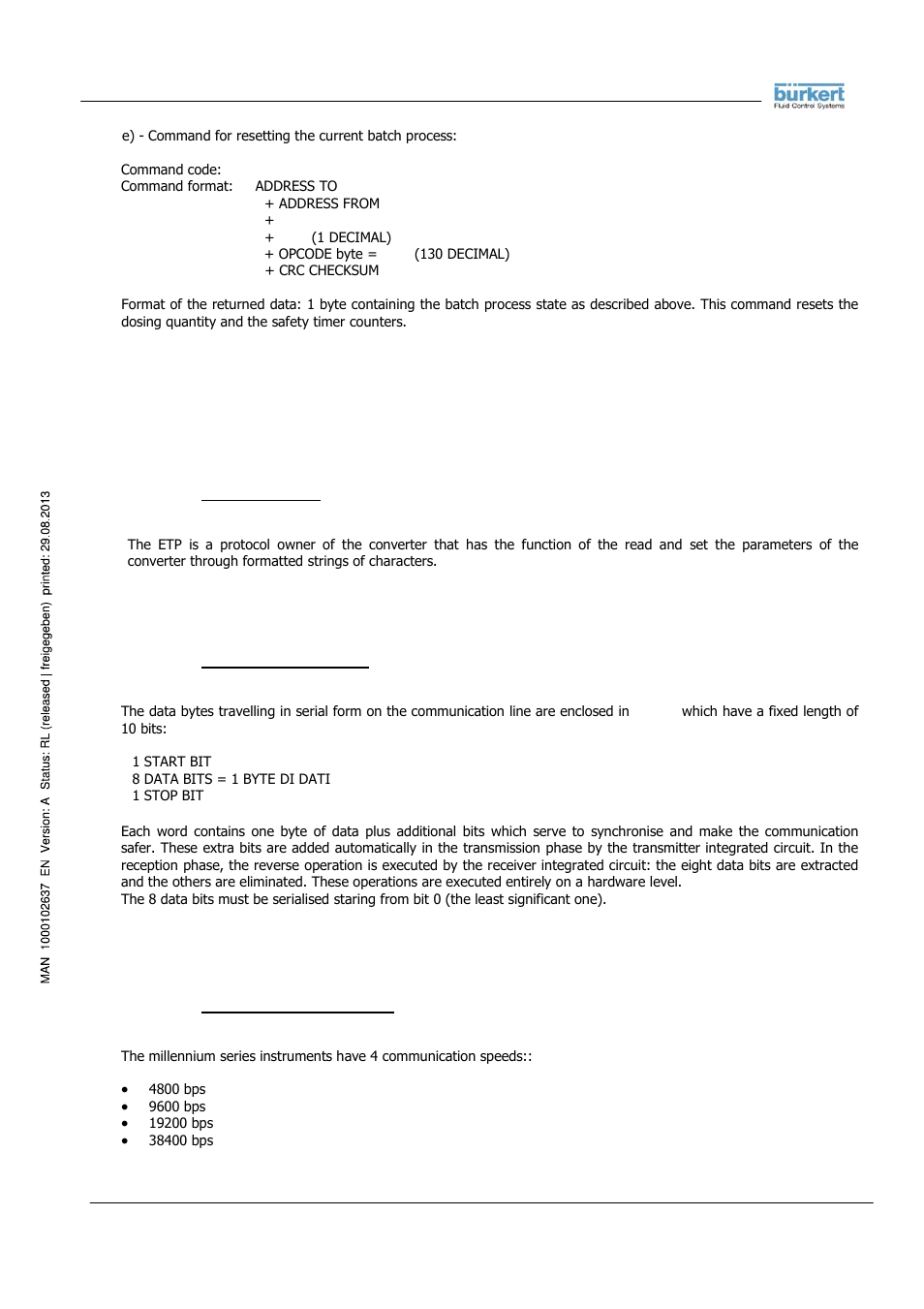 Etp protocol (encapsulated transfer protocol) | Burkert Type 8056 User Manual | Page 20 / 104