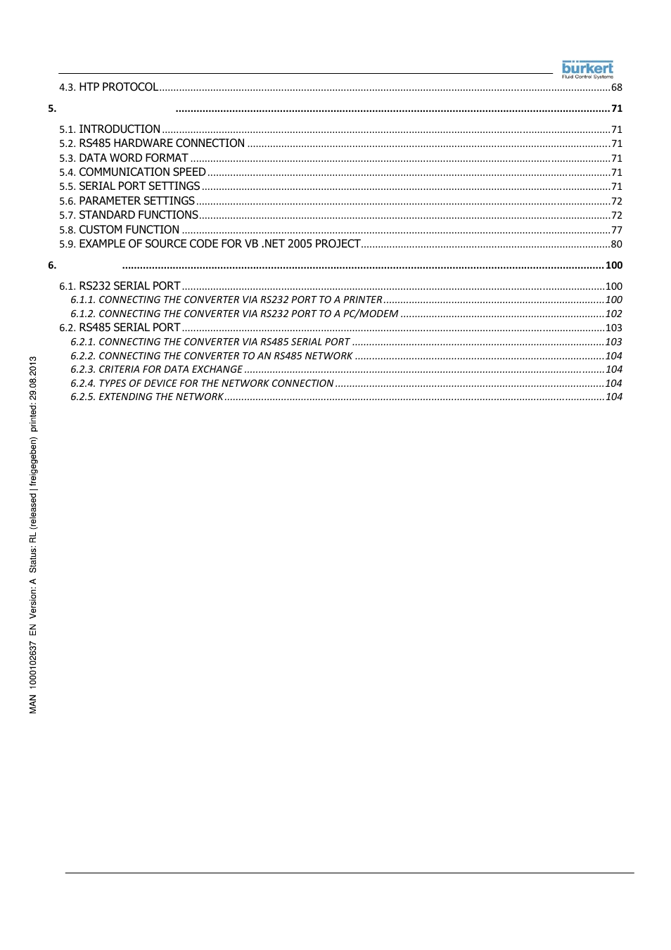 Burkert Type 8056 User Manual | Page 3 / 104