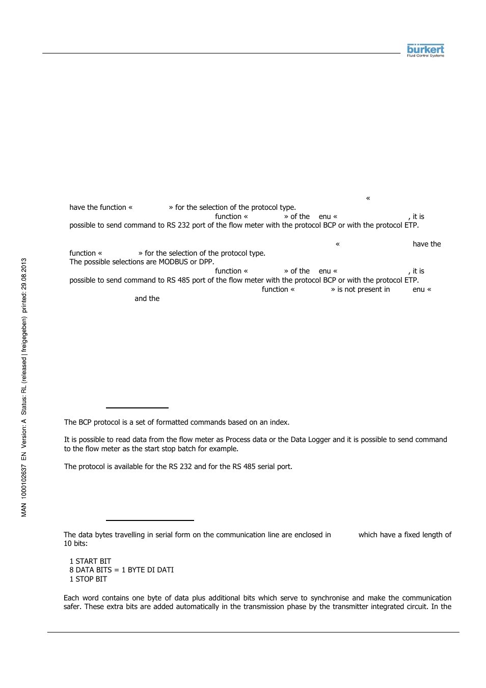 Dpp (data packet protocol), Introduction to data packet protocol, Bcp protocol (basic communication protocol) | Burkert Type 8056 User Manual | Page 5 / 104
