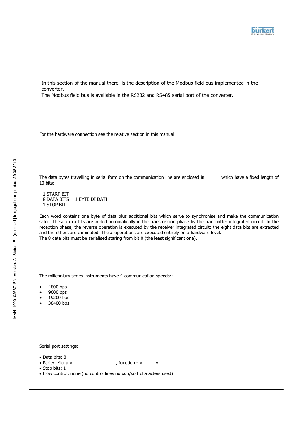 Modbus field bus | Burkert Type 8056 User Manual | Page 71 / 104