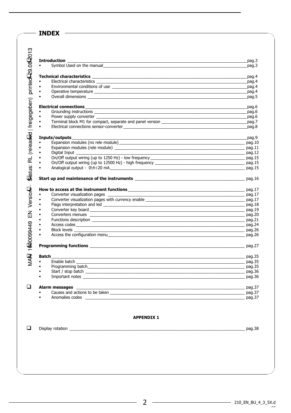 Index | Burkert Type 8055 User Manual | Page 2 / 40