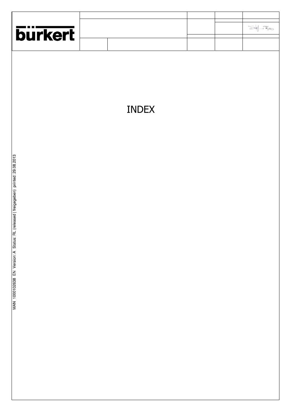 Index | Burkert Type SE56 User Manual | Page 2 / 52