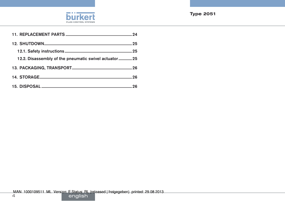 Burkert Type 2051 User Manual | Page 4 / 76