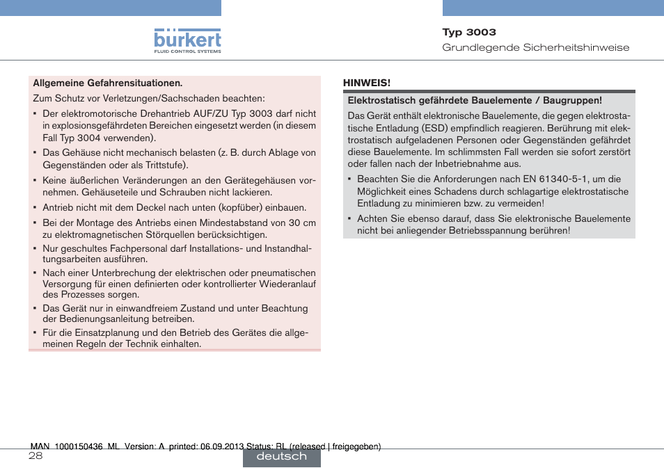 Burkert Type 3003 User Manual | Page 28 / 70