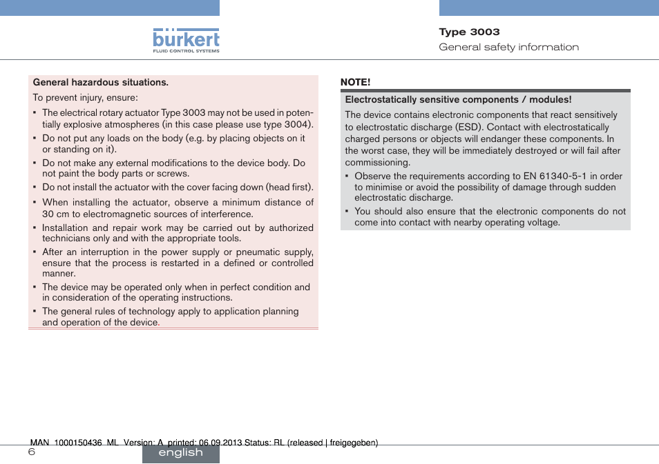 Burkert Type 3003 User Manual | Page 6 / 70