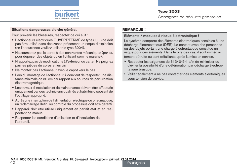 Burkert Type 3003 User Manual | Page 42 / 58