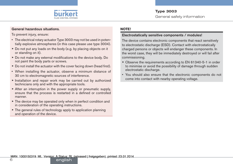 Burkert Type 3003 User Manual | Page 6 / 58
