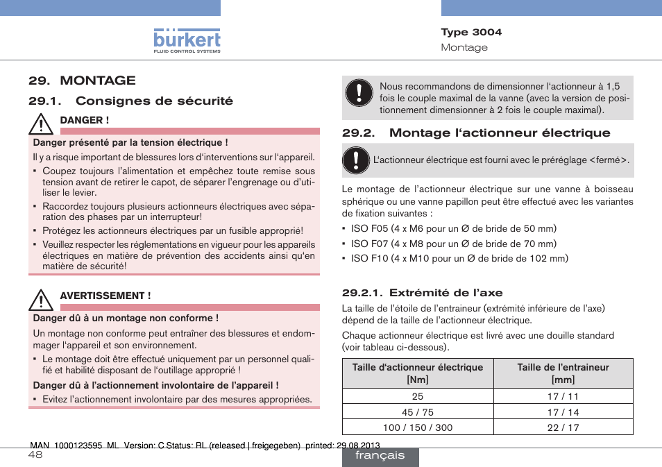 Montage | Burkert Type 3004 User Manual | Page 48 / 62