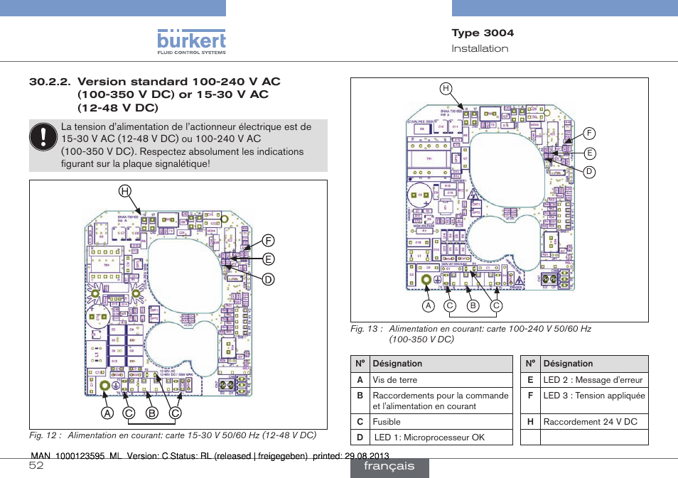 Français | Burkert Type 3004 User Manual | Page 52 / 62
