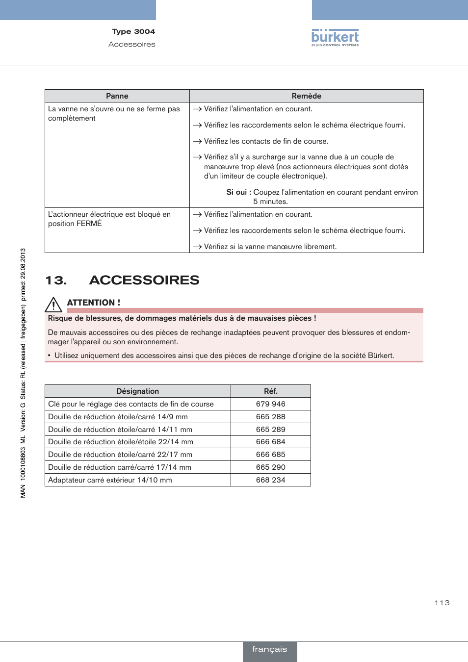 Accessoires | Burkert Type 3004 User Manual | Page 113 / 118