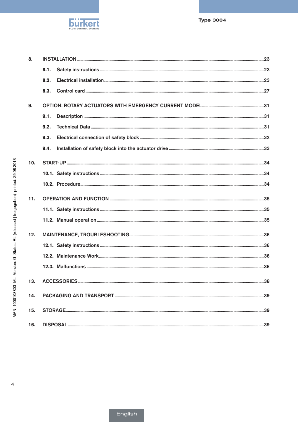 Burkert Type 3004 User Manual | Page 4 / 118