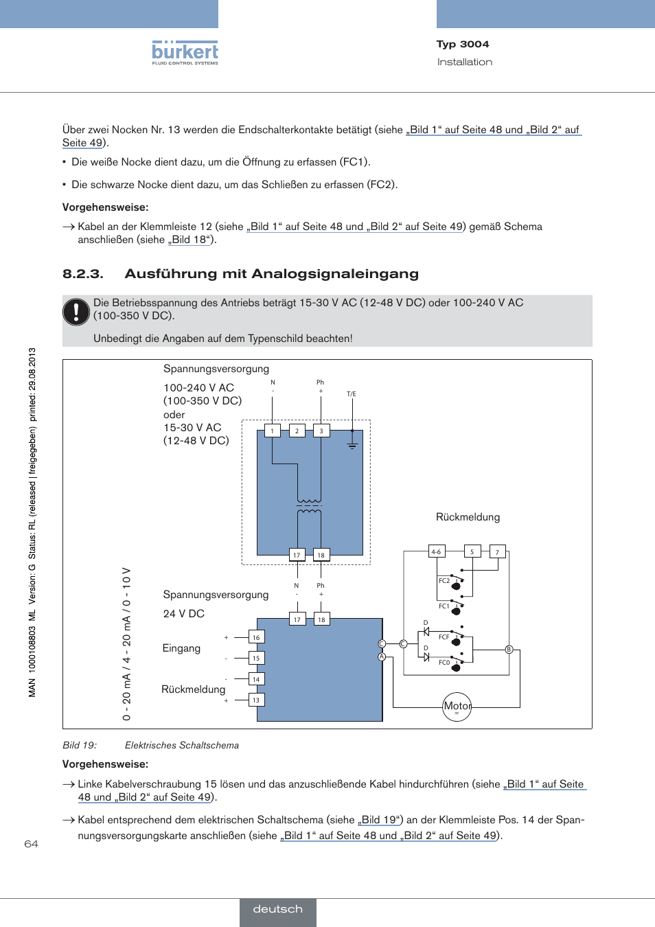 Ausführung mit analogsignaleingang | Burkert Type 3004 User Manual | Page 64 / 118