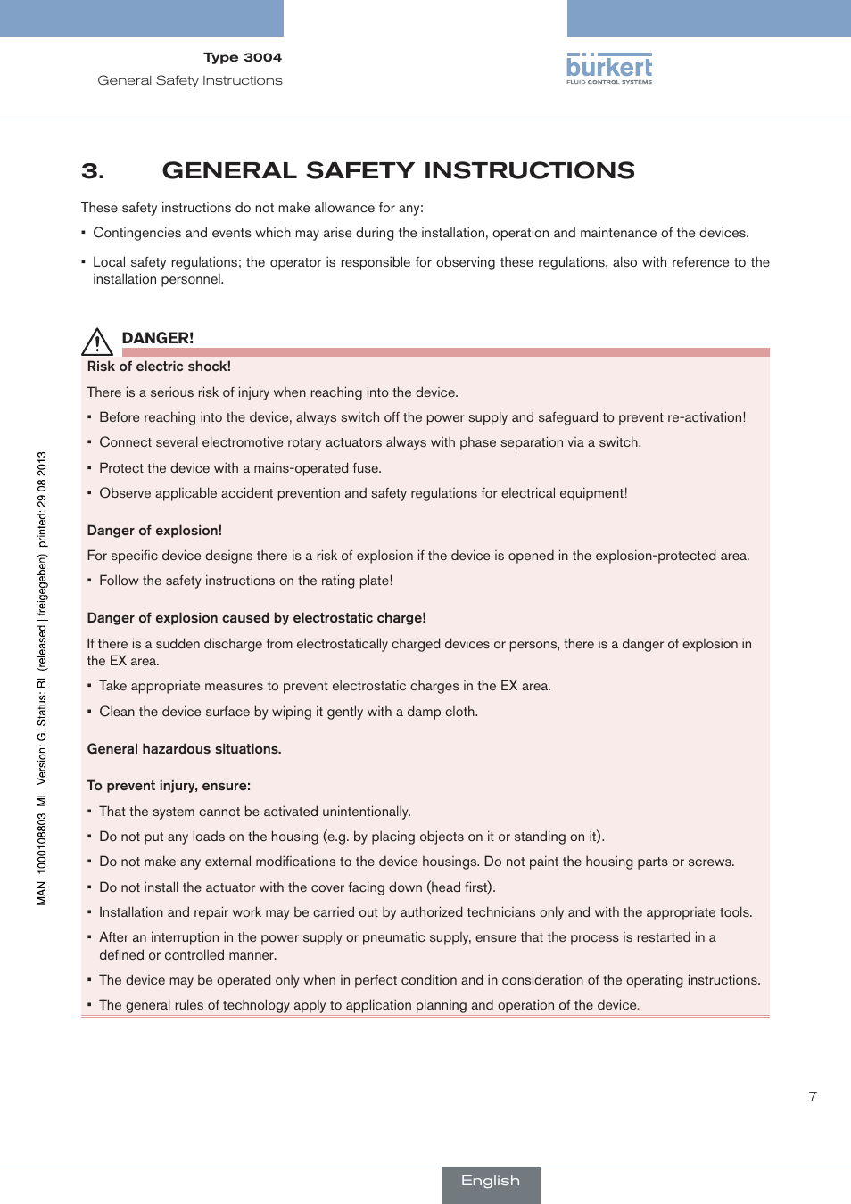 General safety instructions | Burkert Type 3004 User Manual | Page 7 / 118