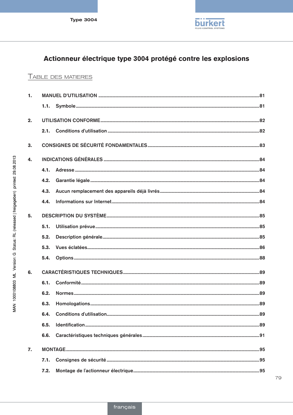 Francais | Burkert Type 3004 User Manual | Page 79 / 118