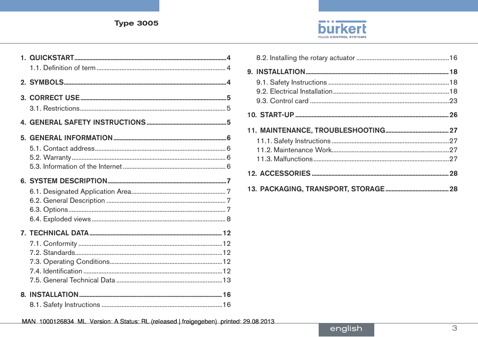 English | Burkert Type 3005 User Manual | Page 3 / 82