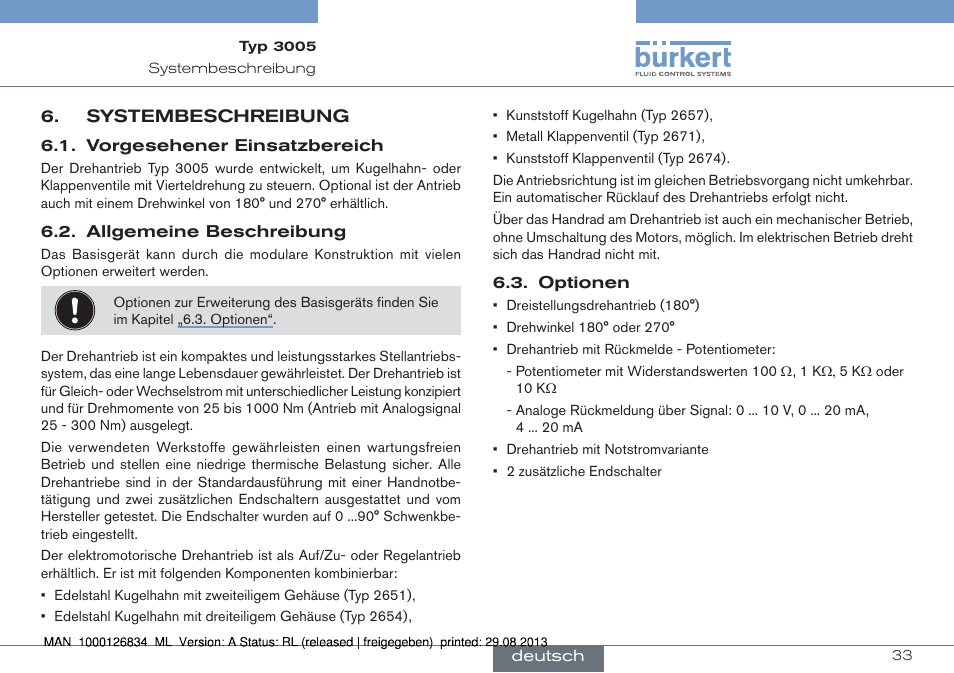 Systembeschreibung | Burkert Type 3005 User Manual | Page 33 / 82