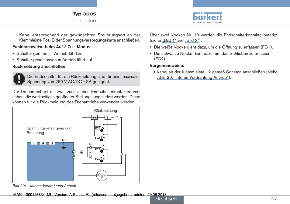 Deutsch | Burkert Type 3005 User Manual | Page 47 / 82