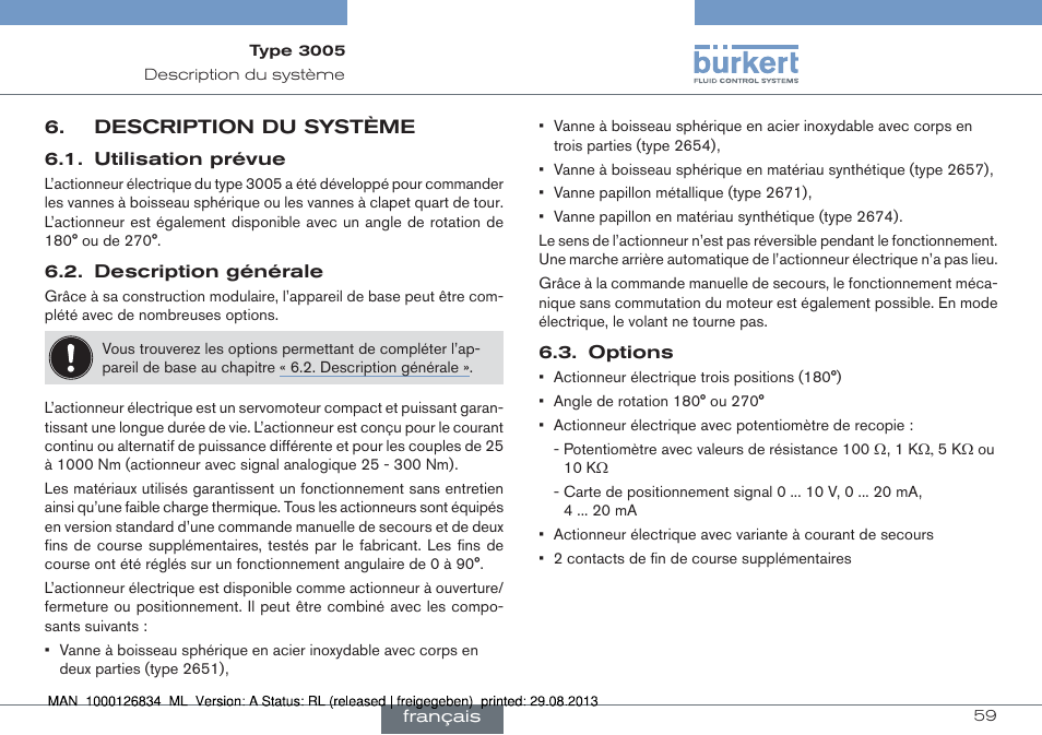 Description du système | Burkert Type 3005 User Manual | Page 59 / 82