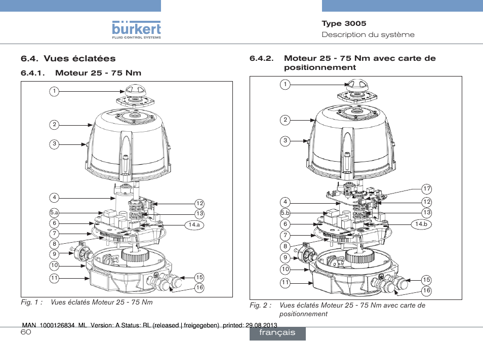 Vues éclatées, Français | Burkert Type 3005 User Manual | Page 60 / 82