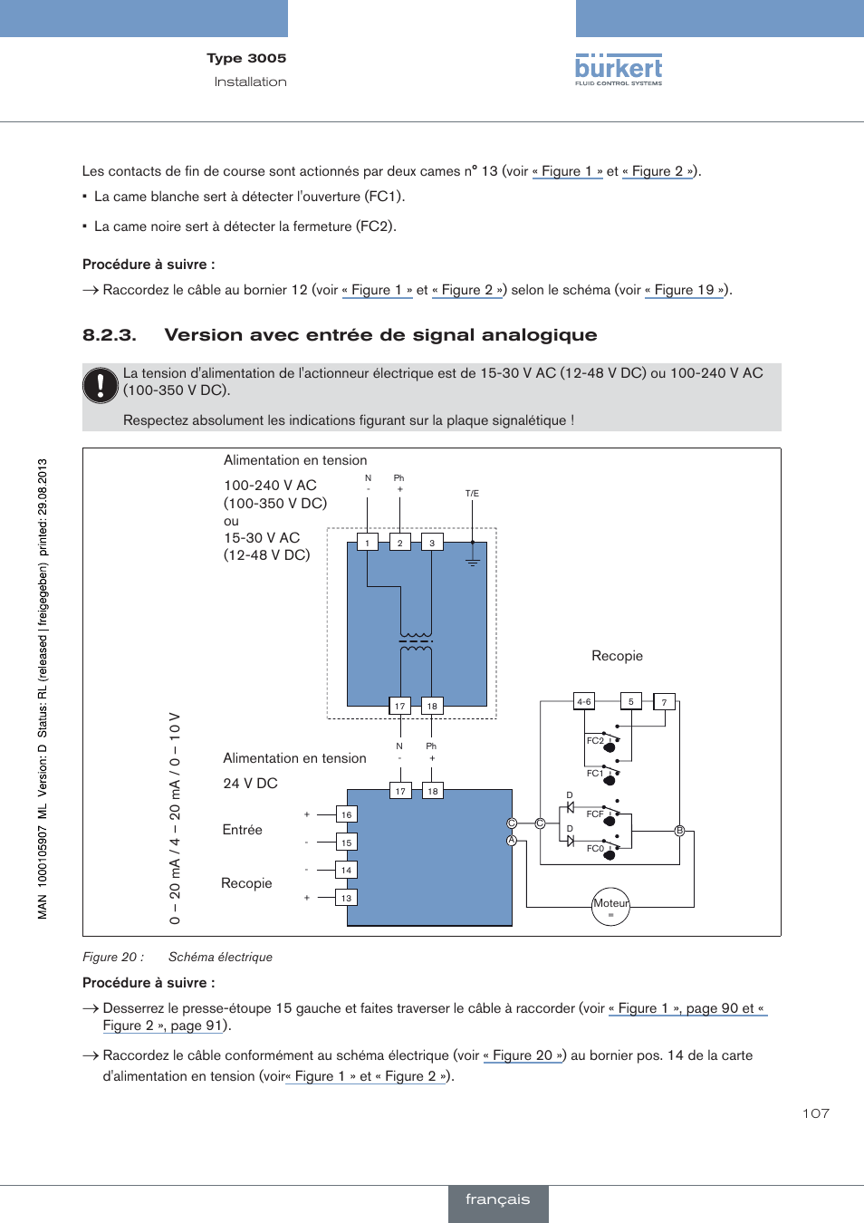 Version avec entrée de signal analogique | Burkert Type 3005 User Manual | Page 107 / 124