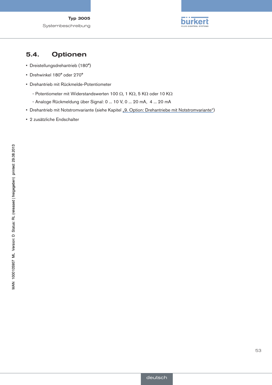 Optionen | Burkert Type 3005 User Manual | Page 53 / 124