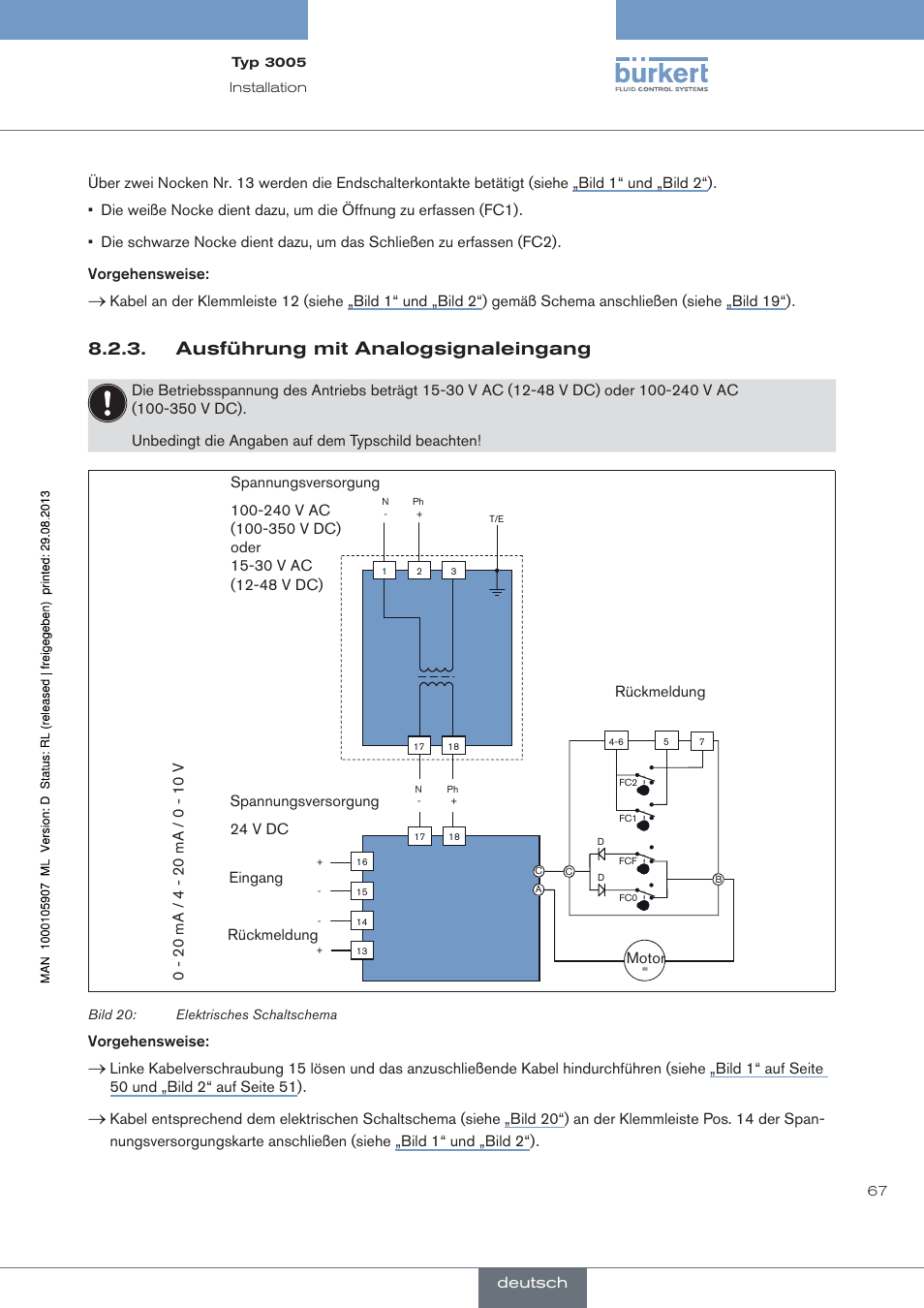 Ausführung mit analogsignaleingang | Burkert Type 3005 User Manual | Page 67 / 124