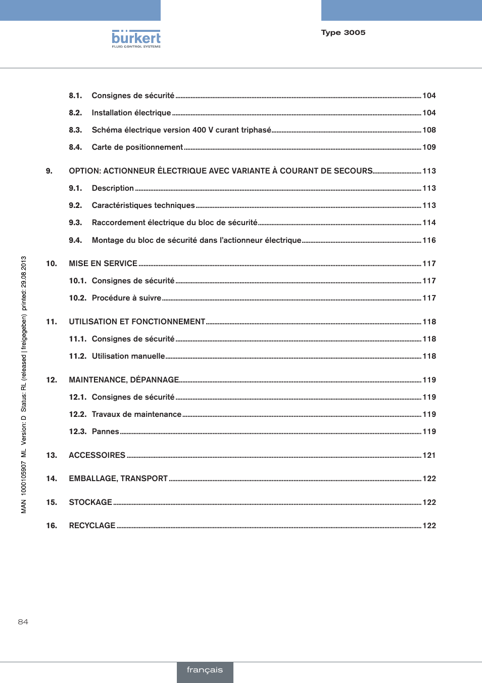 Burkert Type 3005 User Manual | Page 84 / 124