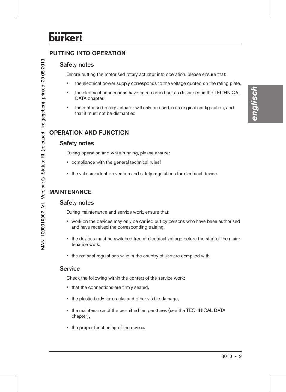 Englisch | Burkert Type 3010 User Manual | Page 11 / 34