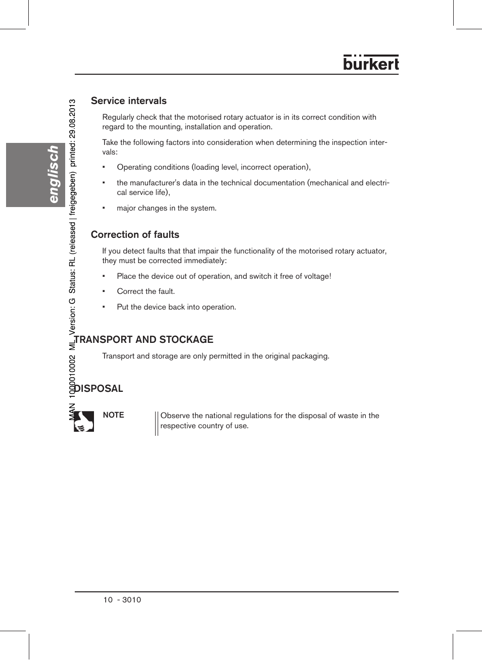 Englisch | Burkert Type 3010 User Manual | Page 12 / 34