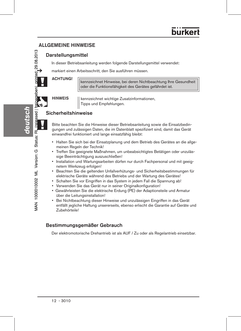 Deutsch | Burkert Type 3010 User Manual | Page 14 / 34